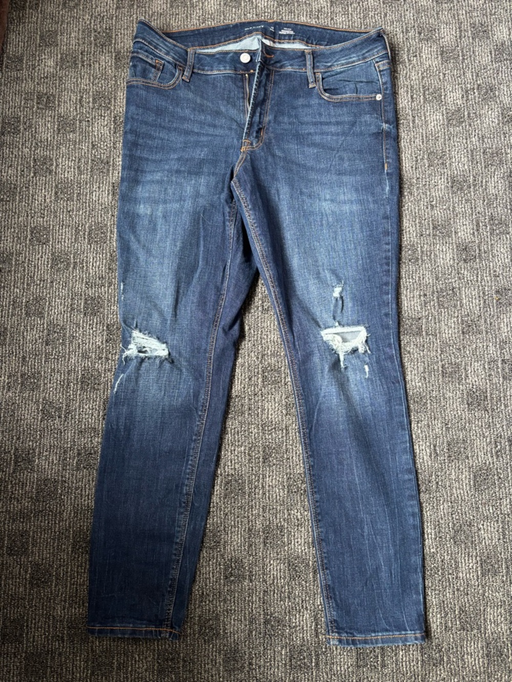Old Navy Dark Blue Distressed Skinny Jeans